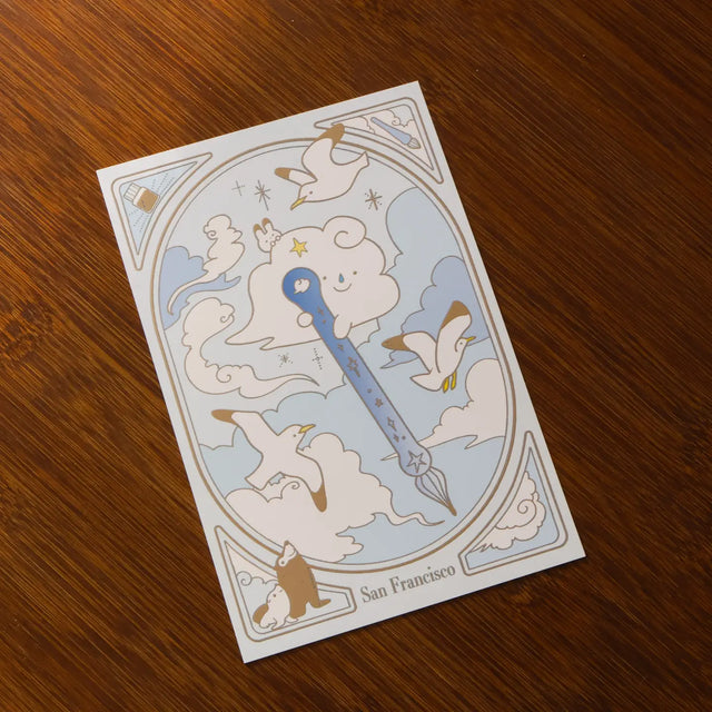 Thousand Skies - Sky Glass Pen Postcard

A playful and colorful illustration to brighten someone's day.

• 4 in x 6 in postcard
• Matte finish with silver embossing
• Heavy Cardstock

Please consider that monitor calibrations are all different. The color you see might slightly differ from the photo.

Design ©Thousand Skies