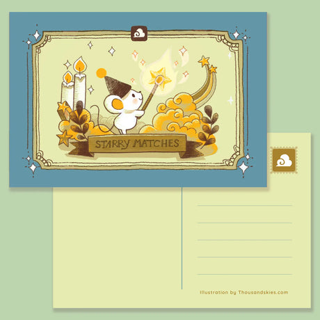 Thousand Skies - Starry Matches Postcard

A playful and colorful illustration to brighten someone's day.

• 4 in x 6 in postcard
• Matte finish
• Heavy Cardstock

Please consider that monitor calibrations are all different. The color you see might slightly differ from the photo.

Design ©Thousand Skies