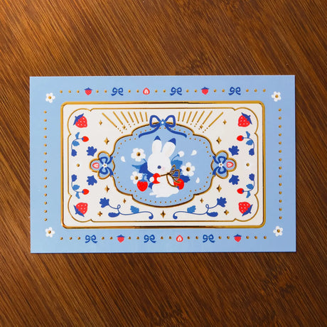 Thousand Skies - Strawberry Bunny Postcard

A playful and colorful illustration to brighten someone's day.

• 4 in x 6 in postcard
• Matte finish with gold embossing
• Heavy Cardstock

Please consider that monitor calibrations are all different. The color you see might slightly differ from the photo.

Design ©Thousand Skies