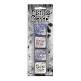 Tim Holtz Distress Mini Oxide Ink Pads are a collection of 1 x 1 cubes featuring water-reactive dye &amp; pigment ink fusion that creates an oxidized effect when sprayed with water. Like their larger counterpart, the Mini Oxide Ink Pads have a raised felt pad with fade resistant ink that coordinates with the full Distress palette of colors. Each ink pad is stackable. Use with stamps, stencils, and direct to surface.