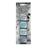 Tim Holtz Distress Mini Oxide Ink Pads are a collection of 1 x 1 cubes featuring water-reactive dye &  pigment ink fusion that creates an oxidized effect when sprayed with water.
