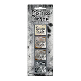 Tim Holtz Distress Mini Oxide Ink Pads are a collection of 1 x 1 cubes featuring water-reactive dye & pigment ink fusion that creates an oxidized effect when sprayed with water.