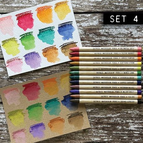 Tim Holtz Distress® Watercolor Pencils are woodless watercolor pencils formulated to achieve vibrant coloring effects on porous surfaces. The solid water-reactive pigments are ideal for watercoloring, shading, sketching and more!