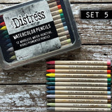 Tim Holtz Distress® Watercolor Pencils are woodless watercolor pencils formulated to achieve vibrant coloring effects on porous surfaces. The solid water-reactive pigments are ideal for watercoloring, shading, sketching and more!