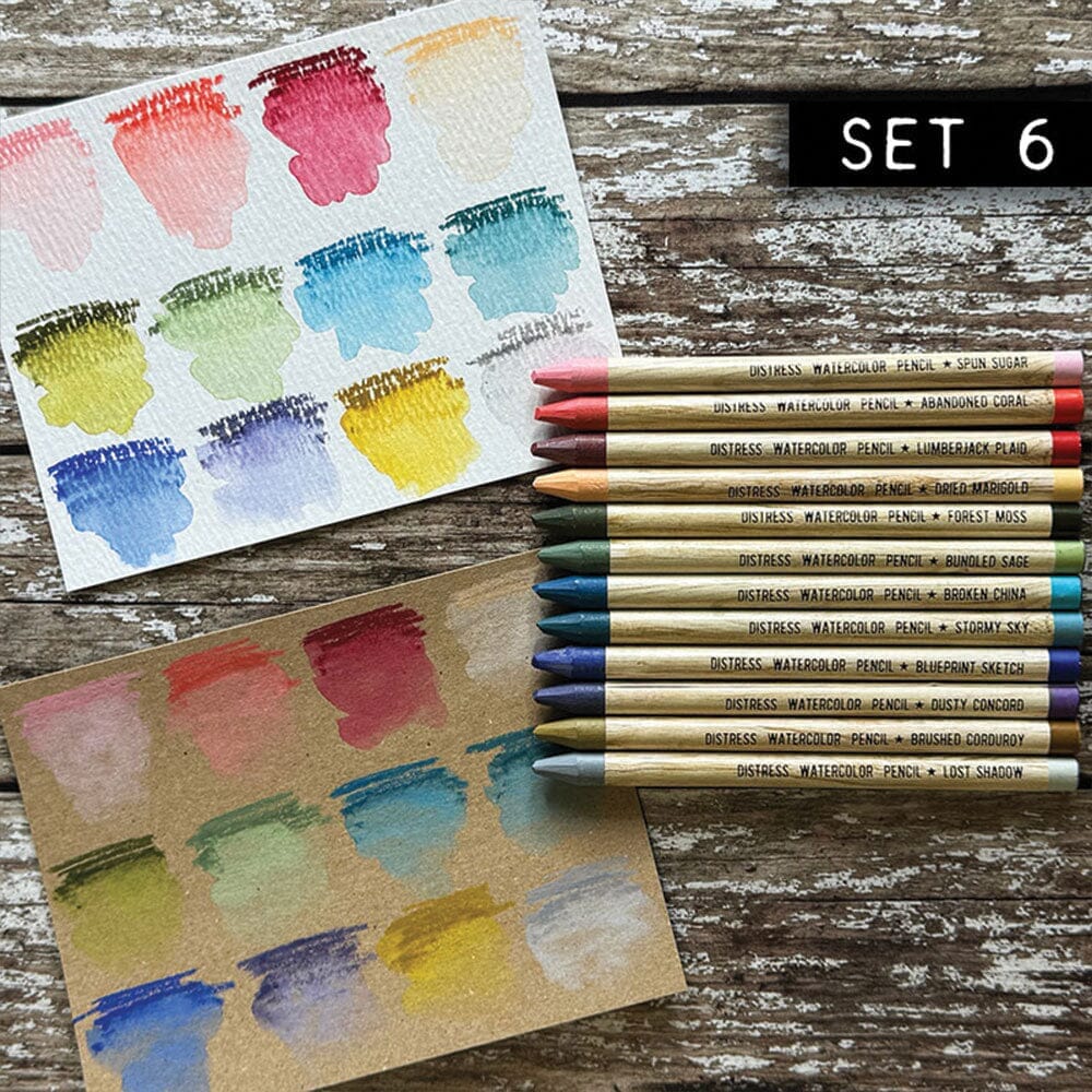 Tim Holtz Distress® Watercolor Pencils are woodless watercolor pencils formulated to achieve vibrant coloring effects on porous surfaces. The solid water-reactive pigments are ideal for watercoloring, shading, sketching and more!