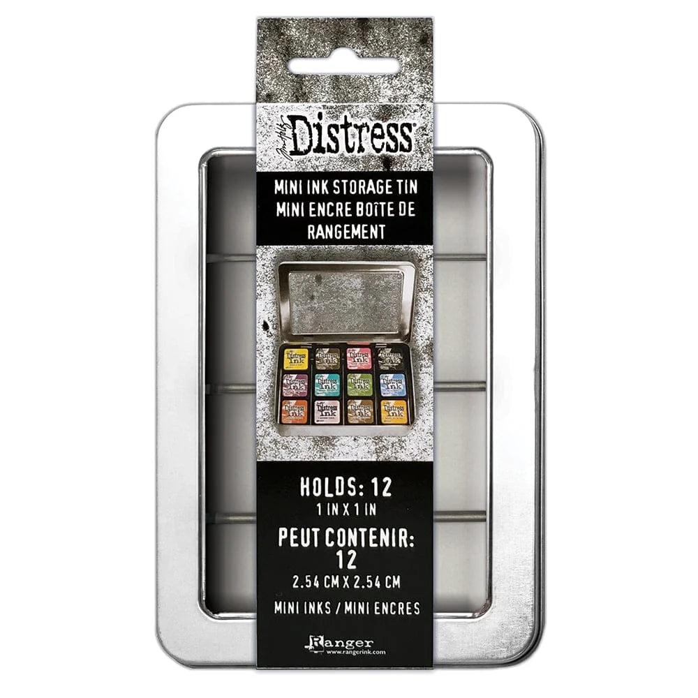 This portable container is the ideal storage solution for Mini Distress Ink pads. Each tin holds up to 12 Mini Distress Ink pads and includes a divider for easy accessibility (pads sold separately). Organize and transport your Minis easily. With an easy to see-through clear window, hinged lid and light weight, the Mini Distress Ink Storage Tin is the perfect answer to small storage solutions.