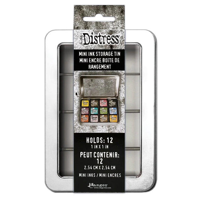 This portable container is the ideal storage solution for Mini Distress Ink pads. Each tin holds up to 12 Mini Distress Ink pads and includes a divider for easy accessibility (pads sold separately). Organize and transport your Minis easily. With an easy to see-through clear window, hinged lid and light weight, the Mini Distress Ink Storage Tin is the perfect answer to small storage solutions.