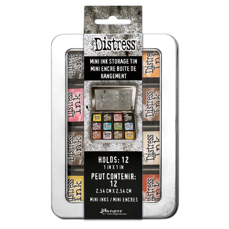 This portable container is the ideal storage solution for Mini Distress Ink pads. Each tin holds up to 12 Mini Distress Ink pads and includes a divider for easy accessibility (pads sold separately). Organize and transport your Minis easily. With an easy to see-through clear window, hinged lid and light weight, the Mini Distress Ink Storage Tin is the perfect answer to small storage solutions.