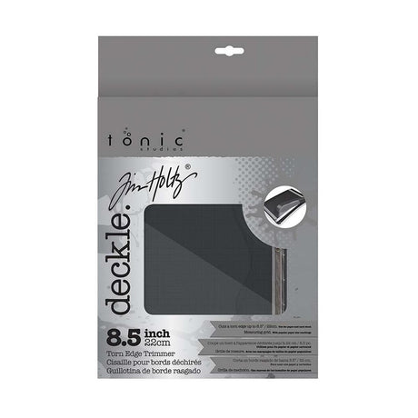 The Tim Holtz Deckle Torn Edge Trimmer gives your projects the perfect distressed deckle edge effect with maximum control and precision. Designed to provide effortlessly repeatable deckle effects, this new cutting tool from Tim Holtz and Tonic Studios is essential for any crafter looking to bring life to their next design. Combine with different papers and card stock for varying torn edge effects.