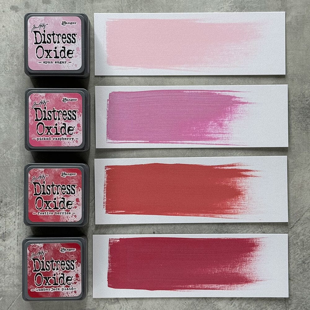 Tim Holtz Distress Mini Oxide Ink Pads are a collection of 1 x 1 cubes featuring water-reactive dye &amp; pigment ink fusion that creates an oxidized effect when sprayed with water. Like their larger counterpart, the Mini Oxide Ink Pads have a raised felt pad with fade resistant ink that coordinates with the full Distress palette of colors.