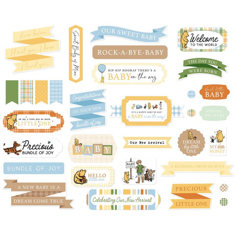 Winnie The Pooh Baby Titles & Phrases - Echo Park Ephemera