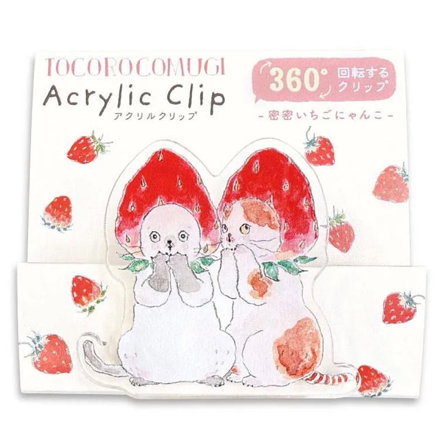 This clip can be rotated 360° and reoriented to suit the application.
The transparent clip makes you feel happy when you suddenly see it in your daily life.
It's perfect for your own everyday use as well as a gift!
The gesture of two cats snuggling up is cute, and it is an item that you will always want to have by your side.

Size: 50×45mm
Material: Acrylic