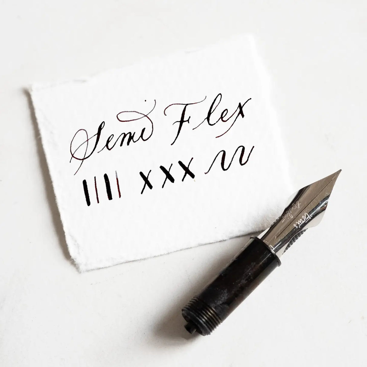 A beautiful extra fine fountain pen nib with flex! Made exclusively for our fountain pens, all of my nibs are tipped with incredibly hard-wearing iridium for super smooth writing, and are plated in a 14k gold or Stainless Steel for a classically stunning look. As a bonus all nibs can be interchanged so you can easily write in different styles whenever it suits you.

Extra Fine Semi-Flex - A beautiful extra fine fountain pen nib with flex! This is a great middle-ground between the Pro Flex and our classic fo