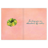 Inside verse: Sending you an abundance of wishes

• Illustrated by Katie Daisy
• Pre-priced
• Size: A6, 4.5" x 6.25"
• Paired with a Kraft envelope
• Printed in the USA.