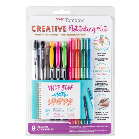Make your notes pop with Tombow’s Creative Notetaking Kit. Whether you’re writing traditional notes, sketch noting, mind mapping, or creating in your planner or journal, this kit has everything you need for bright, colorful notes. Easily draw, write and highlight with coordinating colors to keep your notes organized.