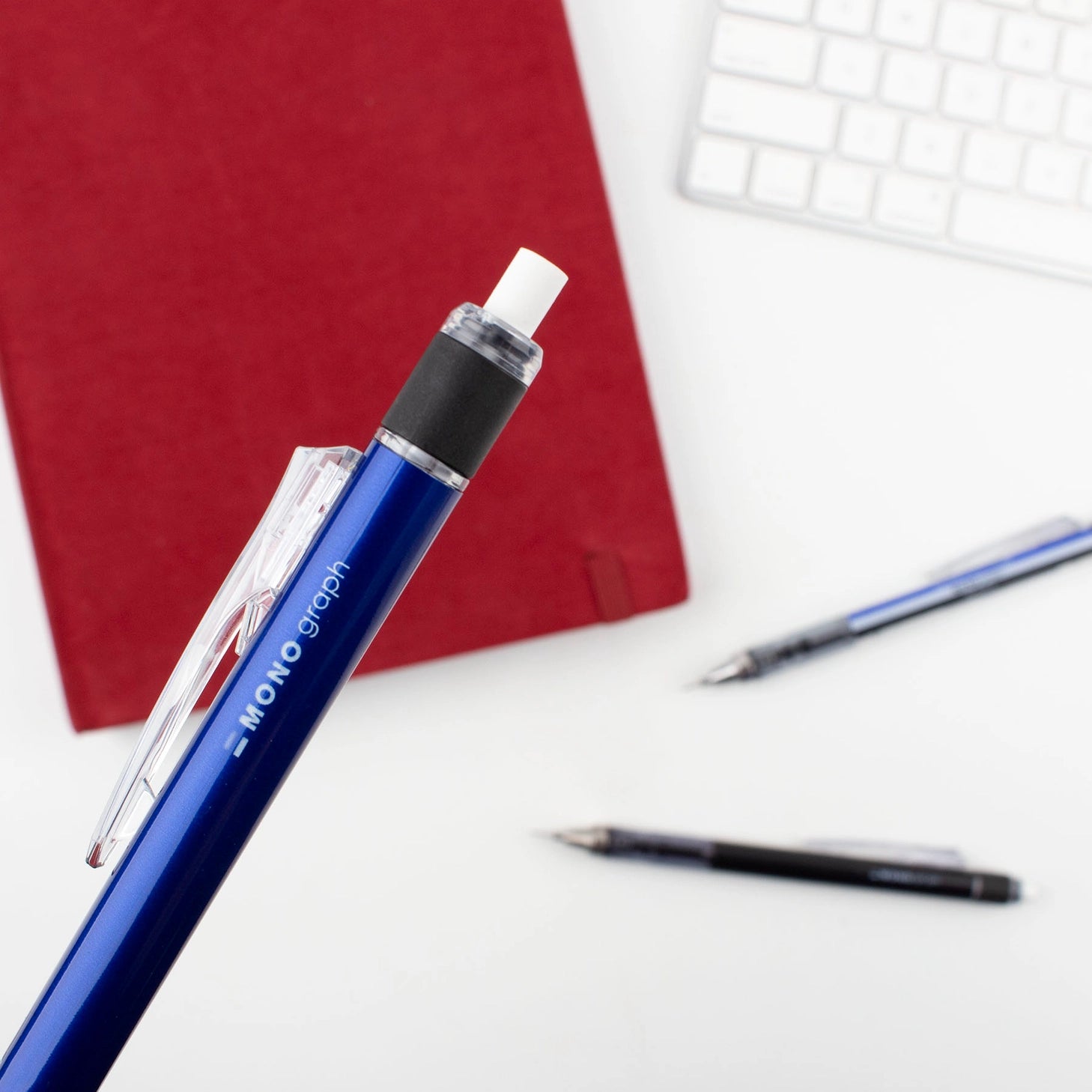 The MONO Graph Mechanical Pencil is Tombow’s #1 selling mechanical pencil. It features an innovative shake-mechanism that allows the user to extend the lead by simply shaking the pencil. The pencil’s clip is equipped with a shake lock that prevents accidental lead extension. Lightweight yet sturdy barrel with comfortable grip. A 4mm long fixed guide pipe prevents the lead from breaking and enables users to write firmly, stably, and comfortably. Features one of Japan’s most popular erasers, the MONO Eraser. 