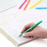 Double-sided marker creates thick or thin lines with two tip choices – broad bullet tip for bold lines or extra-fine tip for detailed, precise lines. Perfect for color-coding and decorating planners, journals and notebooks. Create fun doodling and lettering styles with a choice of 36 colors. Water-based ink doesn’t bleed through most papers. Durable fiber point tips are long lasting and maintain shape after use.&nbsp;