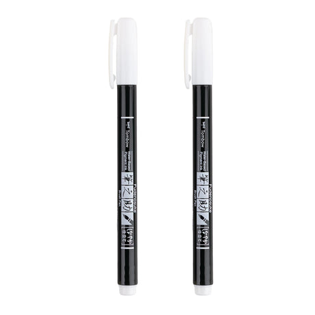 Tombow Fudenosuke Calligraphy Brush Pens White 2-Pack