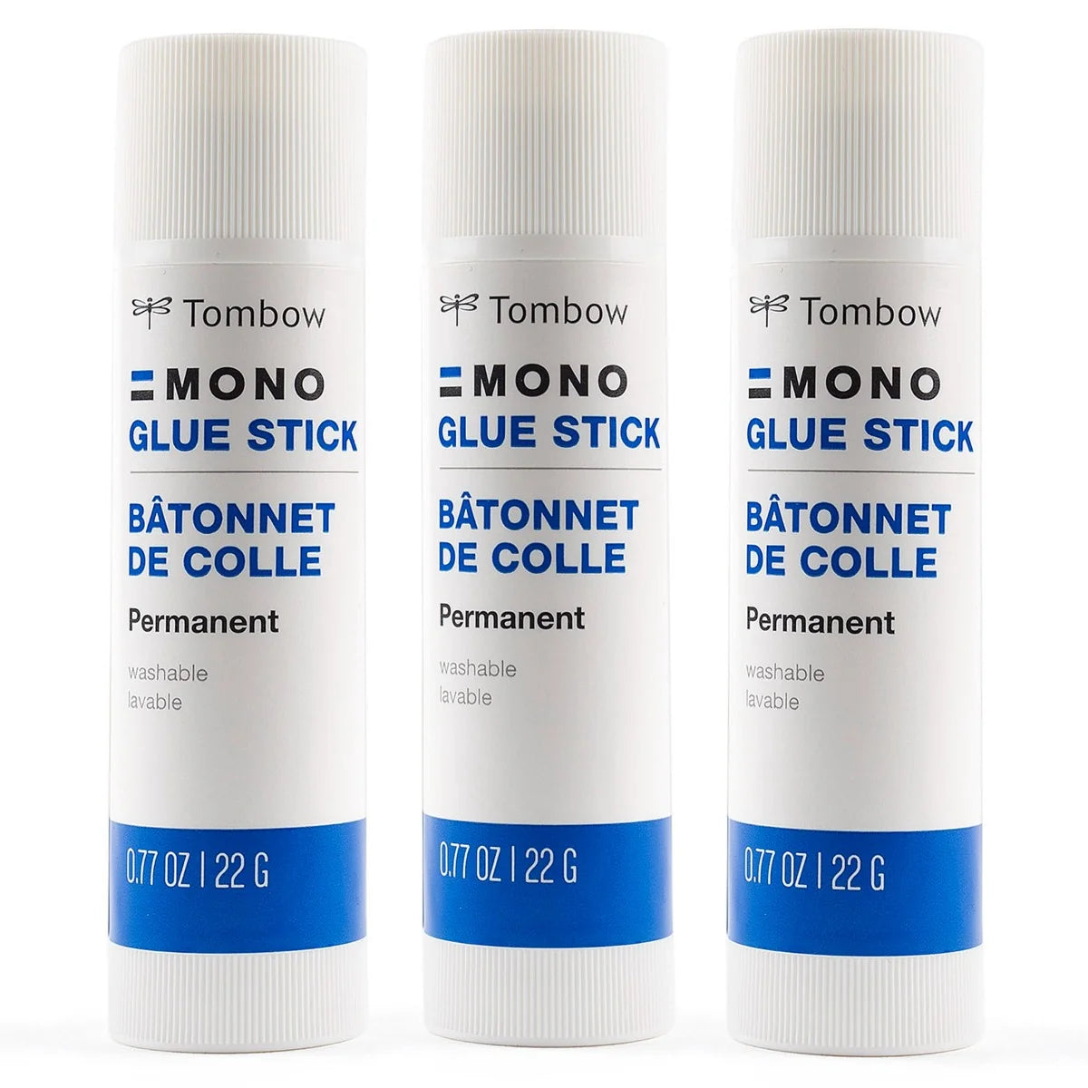 Craft glue stick value pack with 3 applicators. MONO Glue Sticks provide a strong, permanent bond with no messy liquid. Firm glue retains its shape during use and dries quickly. Works great on a variety of paper products, including cardstock, paperboard, and cardboard. Use for paper crafting, office or school projects. Washable. 0.35 oz (each).