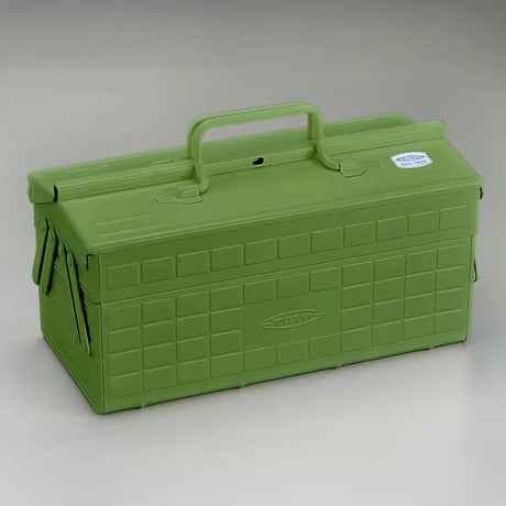 Toyo Steel Cantilever Toolbox ST-350 Japanese Tea Green

Steel toolbox with cantilever lid, one upper storage tray with adjustable and removable dividers and hole for a padlock. Use for art supplies, make-up, medical supplies, snacks or tea - the possibilities are endless.

Steel
L:13.8" W:6.9" H:8.7"
Made in Japan