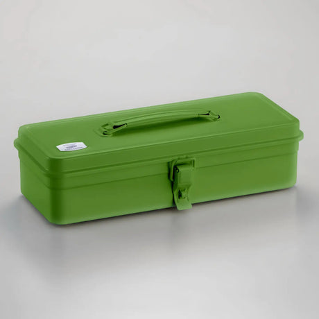 Stamped from a single piece of steel, this streamlined toolbox features a flat lid and a top extendable handle for portability and strength. With its seamless, watertight build and no sharp edges, it’s durable, safe, and endlessly versatile—perfect for tools, art supplies, cosmetics, and more.
