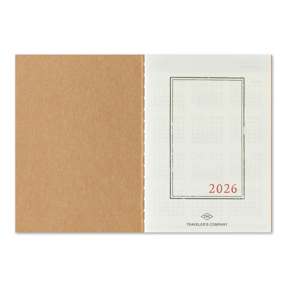 This is the 2026 Monthly Diary Refill for TRAVELER’S notebook Passport Size. The Monthly block layout is the most basic diary type that can allow you to plan the entire month at a glance. Because it is passport size, you can carry it around and use it as a sub diary. It is also convenient to just write down your anniversary or birthday.

This refill features MD Paper, developed specifically in pursuit of the perfect writing experience. You can use a variety of writing instruments (including fountain pens).