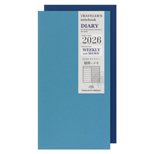 2026 Diary Weekly + Memo Regular Size features a weekly diary with a page worth of memo space. On the left side, you have a section where you can write your weekly plans for 2026, and on the right side, you have a memo section where the grids are printed to make writing and drawing simple and fun.


A single notebook covers six months. This set includes two notebooks - one for each half of the year. This refill features MD Paper, developed specifically in pursuit of the perfect writing experience. 