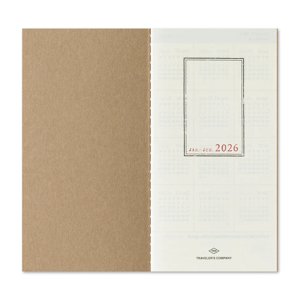 2026 Diary Weekly + Memo Regular Size features a weekly diary with a page worth of memo space. On the left side, you have a section where you can write your weekly plans for 2026, and on the right side, you have a memo section where the grids are printed to make writing and drawing simple and fun.


A single notebook covers six months. This set includes two notebooks - one for each half of the year. This refill features MD Paper, developed specifically in pursuit of the perfect writing experience. 