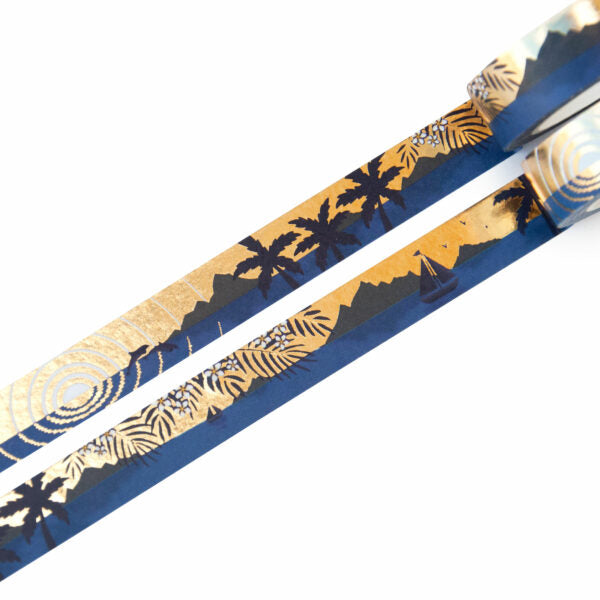Cinta washi con motivos de puesta de sol tropical