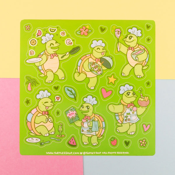 Turtle Chef Vinyl Sticker Sheet