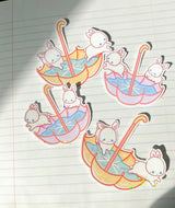Umbrella Bunnies Yellow Sticker