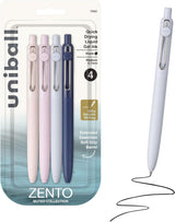 Experience ultra smooth, effortless writing with uniball™ Zento retractable gel pens. The quick-drying liquid gel ink minimizes smudging and ensures no bleed-through to keep pages clean. With a precise 0.7mm point, uniball™ Zento offers a vivid, dark ink crisp, bold lines with every stroke.

Designed for comfort and control, the seamless soft grip is made with 75% recycled material and features minimalist Muted fashion barrel colors for a modern look. Packaged in a convenient 4-count set, Zento pens are ide