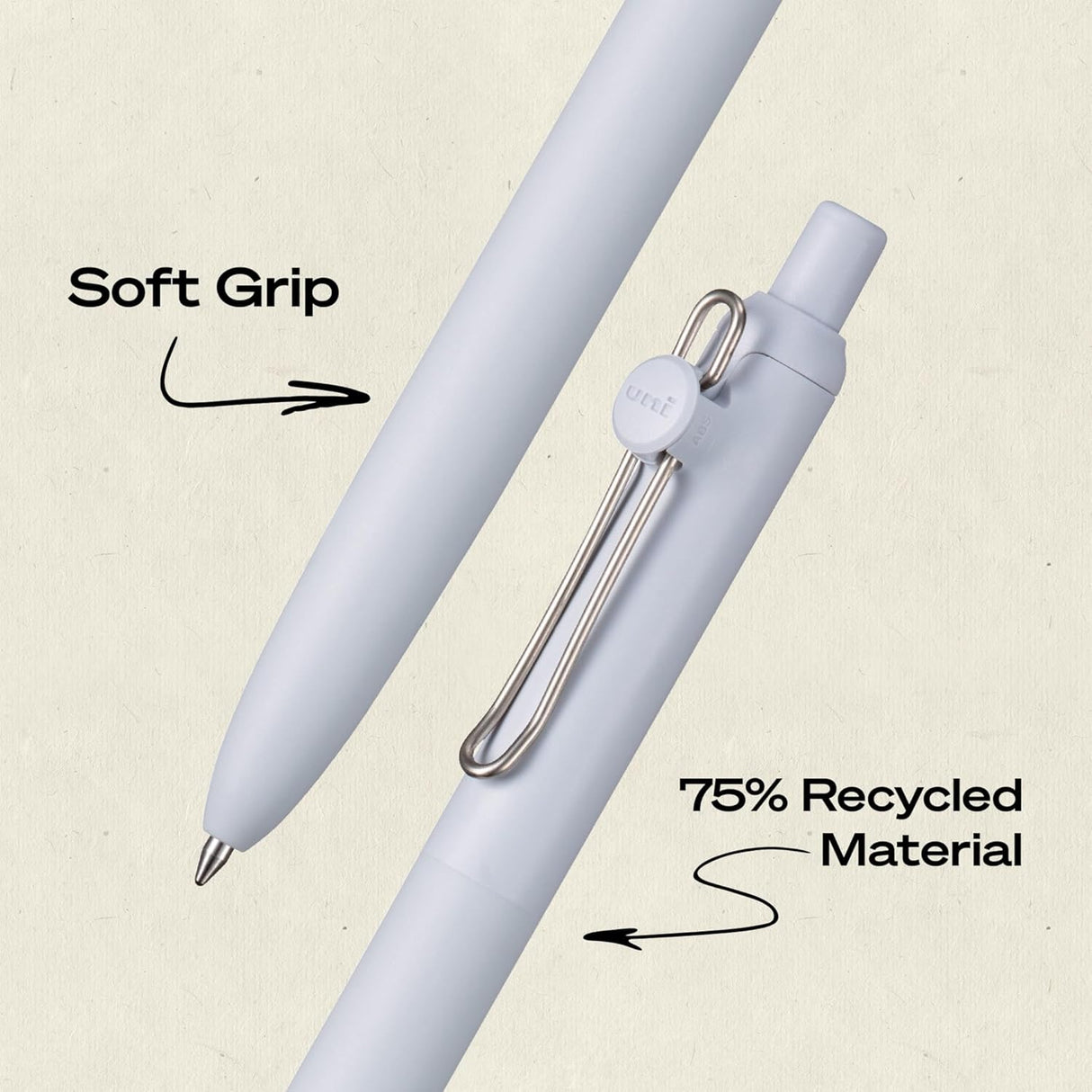 Experience ultra smooth, effortless writing with uniball™ Zento retractable gel pens. The quick-drying liquid gel ink minimizes smudging and ensures no bleed-through to keep pages clean. With a precise 0.7mm point, uniball™ Zento offers a vivid, dark ink crisp, bold lines with every stroke.

Designed for comfort and control, the seamless soft grip is made with 75% recycled material and features minimalist Muted fashion barrel colors for a modern look. Packaged in a convenient 4-count set, Zento pens are ide