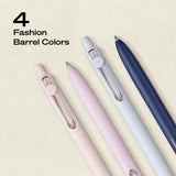 Experience ultra smooth, effortless writing with uniball™ Zento retractable gel pens. The quick-drying liquid gel ink minimizes smudging and ensures no bleed-through to keep pages clean. With a precise 0.7mm point, uniball™ Zento offers a vivid, dark ink crisp, bold lines with every stroke.

Designed for comfort and control, the seamless soft grip is made with 75% recycled material and features minimalist Muted fashion barrel colors for a modern look. Packaged in a convenient 4-count set, Zento pens are ide
