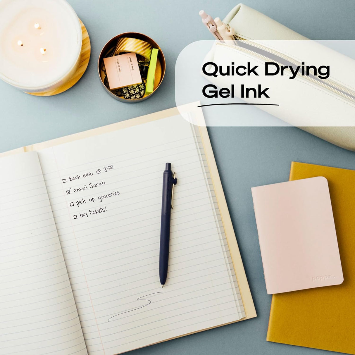 Experience ultra smooth, effortless writing with uniball™ Zento retractable gel pens. The quick-drying liquid gel ink minimizes smudging and ensures no bleed-through to keep pages clean. With a precise 0.7mm point, uniball™ Zento offers a vivid, dark ink crisp, bold lines with every stroke.

Designed for comfort and control, the seamless soft grip is made with 75% recycled material and features minimalist Muted fashion barrel colors for a modern look. Packaged in a convenient 4-count set, Zento pens are ide