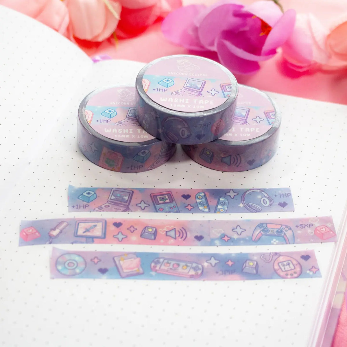 Unicorn Eclipse - Game Time Washi Tape

1 roll: 15mm x 10m
Made of eco-friendly adhesive paper materials
Easily removable with no residue

✧Notes✧ Please note that color on images may vary from monitor to monitor due to photographing, lighting and screen settings. Minor errors may be possible as these stickers are handmade.
