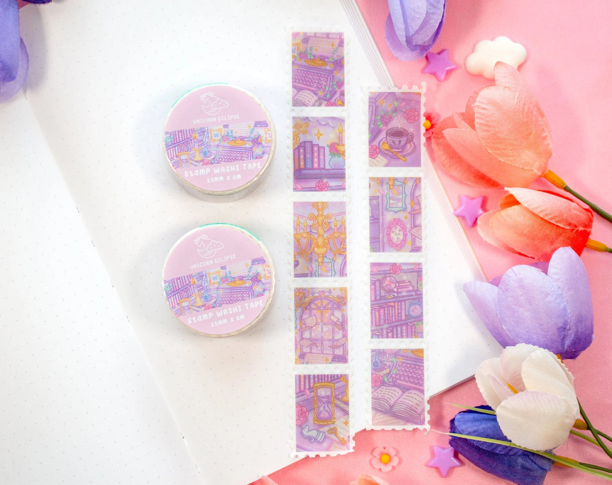 Unicorn Eclipse - Pastel Academia Stamp Washi Tape