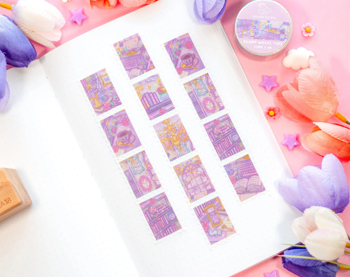 Unicorn Eclipse - Pastel Academia Stamp Washi Tape