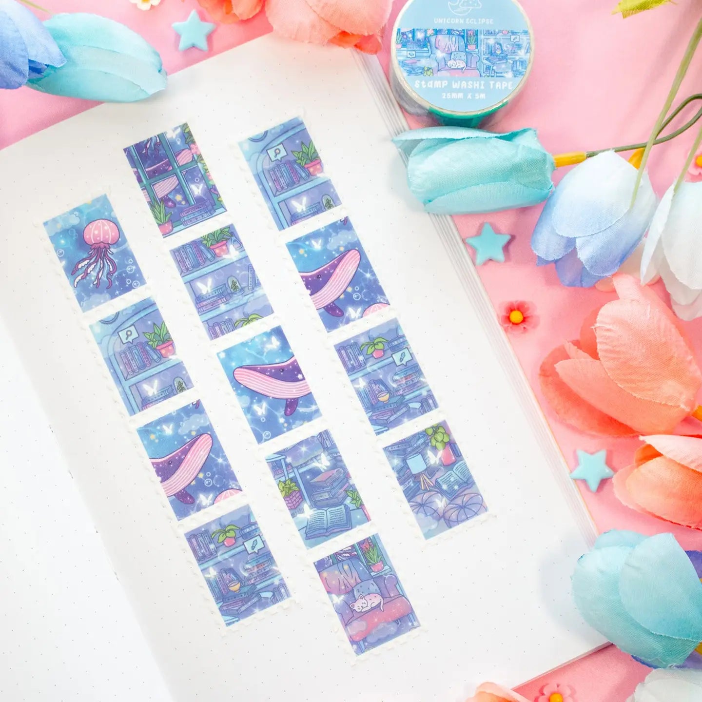 Unicorn Eclipse - Reading Room Stamp Washi Tape

1 roll: 25mm x 5m
Made of eco-friendly adhesive paper materials
Easily removable with no residue

✧Notes✧ Please note that color on images may vary from monitor to monitor due to photographing, lighting and screen settings. Minor errors may be possible as these stickers are handmade.