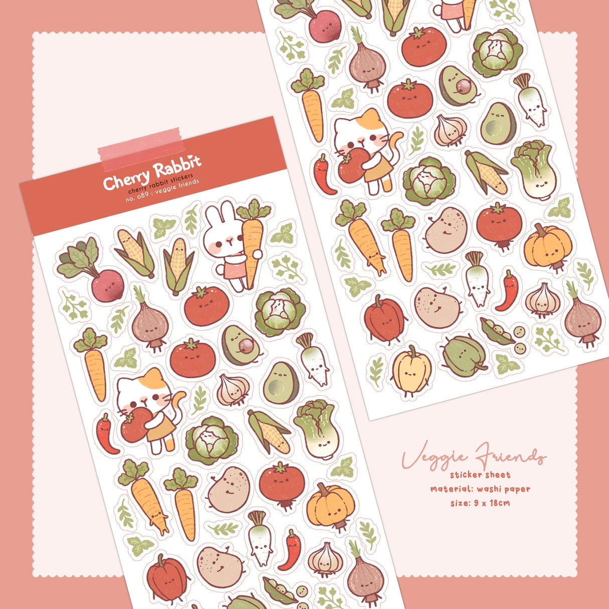 Cherry Rabbit Veggie Friends Sticker Sheet