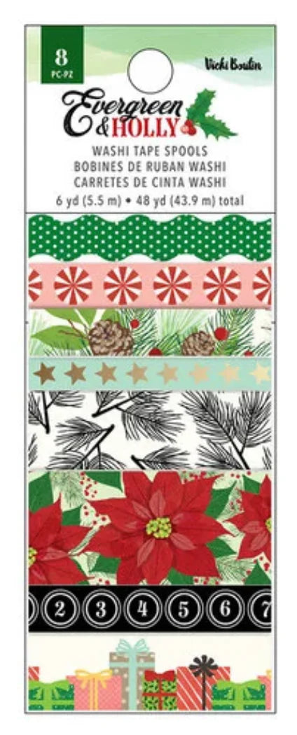 Vicki Boutin Evergreen & Holly Washi Tape 8/Pkg