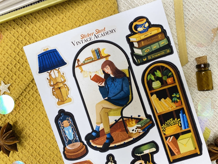 Hoja de calcomanías de la Academia Vintage