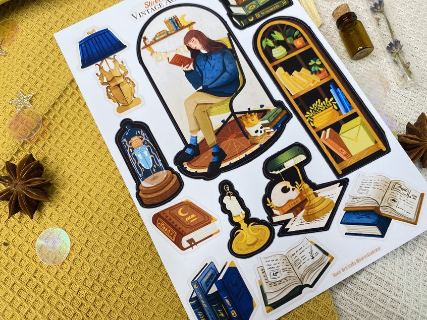 Hoja de calcomanías de la Academia Vintage