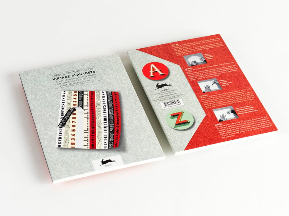 Libro de etiquetas adhesivas y cintas adhesivas con alfabetos antiguos