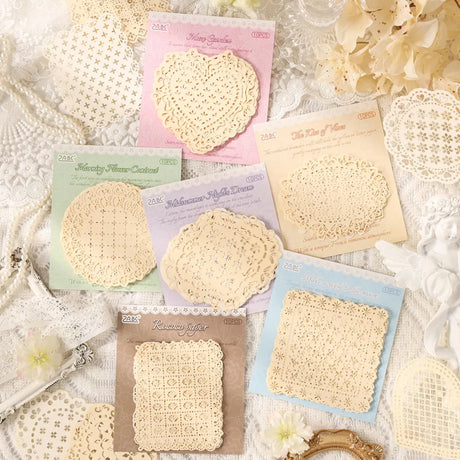 These delightful lacy doilies can be used for a number of projects to great effect or maybe you just want to pop them under your pretty party cupcakes! Perfect for your projects for a pretty delicate effect.

10 Piece Set
2.7in x 3.5in