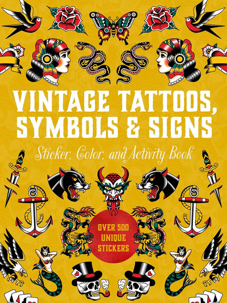 Explore the world of classic ink! With 500+ stickers and 50+ coloring and activity pages, dive into vintage tattoo art inspired by timeless symbols and signs.

Vintage Tattoos, Symbols & Signs Sticker, Color & Activity Book includes everything you need to spark your inner artist. From iconic flash designs and celestial symbols to folk imagery and old-school lettering, its pages capture the enduring allure of tattoo culture and the powerful meanings behind these classic designs.

Inside, you’ll find:

Bold t