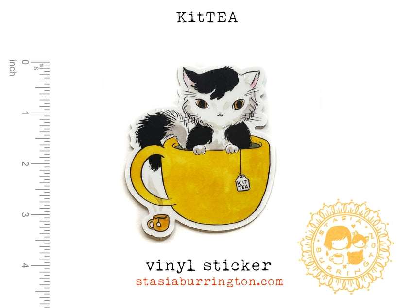 Kittea Tea Cat Vinyl Sticker
