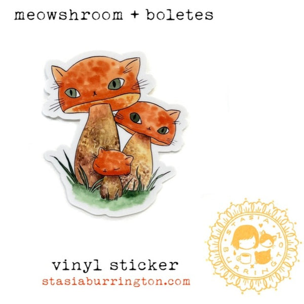 Meowshroom Vinyl Sticker  Stasia Burrington Illustration