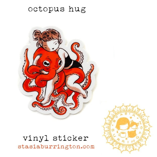 Octopus Hug Vinyl Sticker  Stasia Burrington Illustration