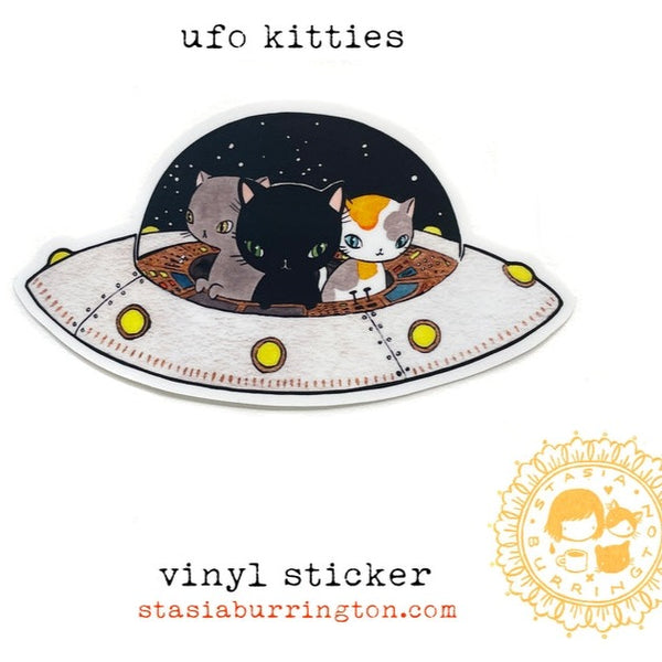 UFO Kitties Vinyl Sticker Stasia Burrington Illustration